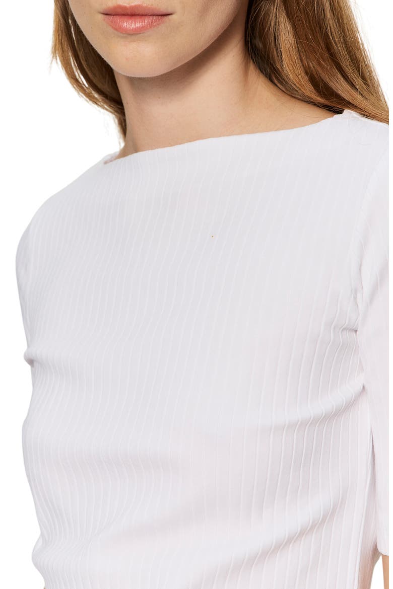 Boat Neck Rib Top, Alternate, color, WHITE