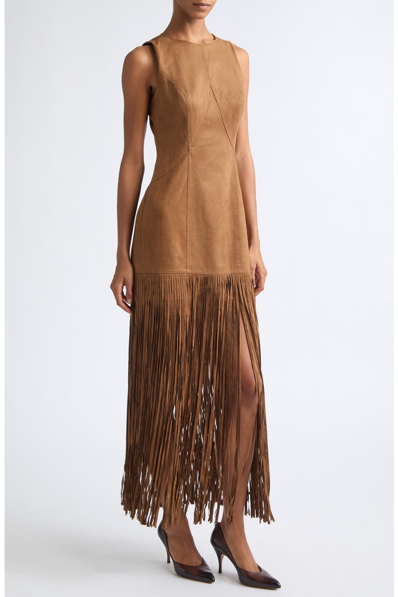 Esther Faux Suede Fringe Minidress, Alternate, color, CEDAR