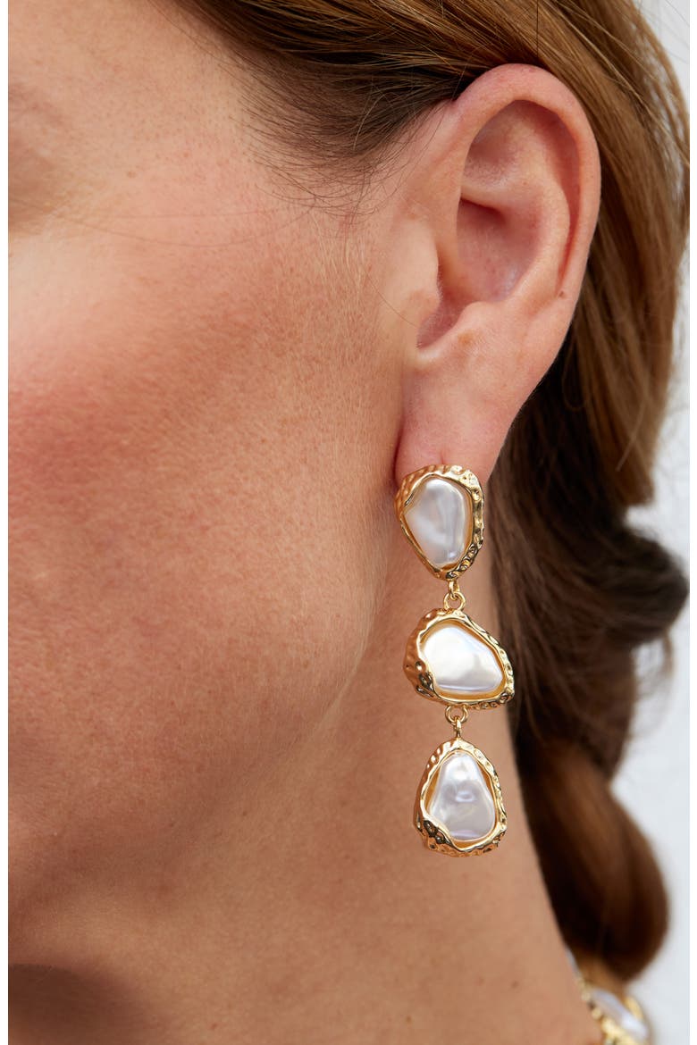Imitation Pearl Pebble Drop Earrings, Alternate, color, YELLOW