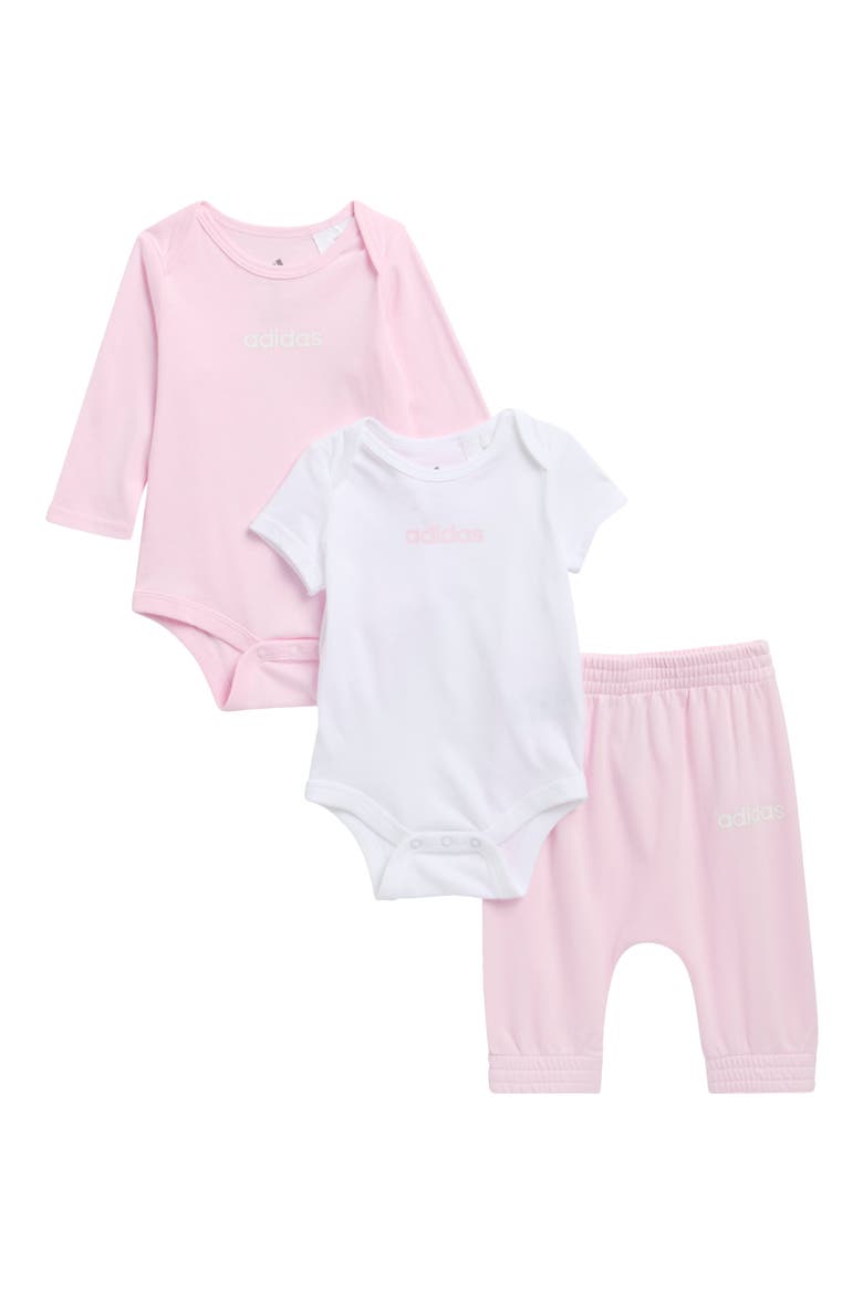 Logo Bodysuits & Joggers Set, Main, color, CLEAR PINK W/ WHITE