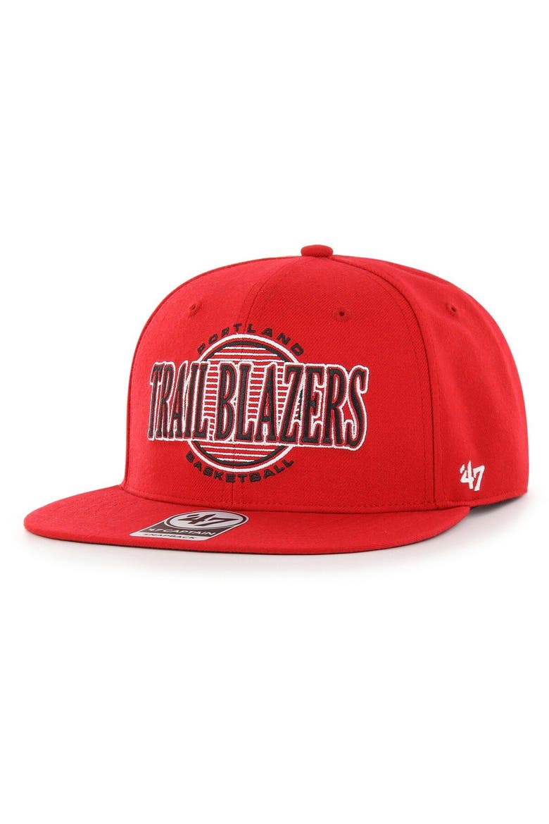 Men's '47 Red Portland Trail Blazers High Post Captain Snapback Hat, Main, color, Red
