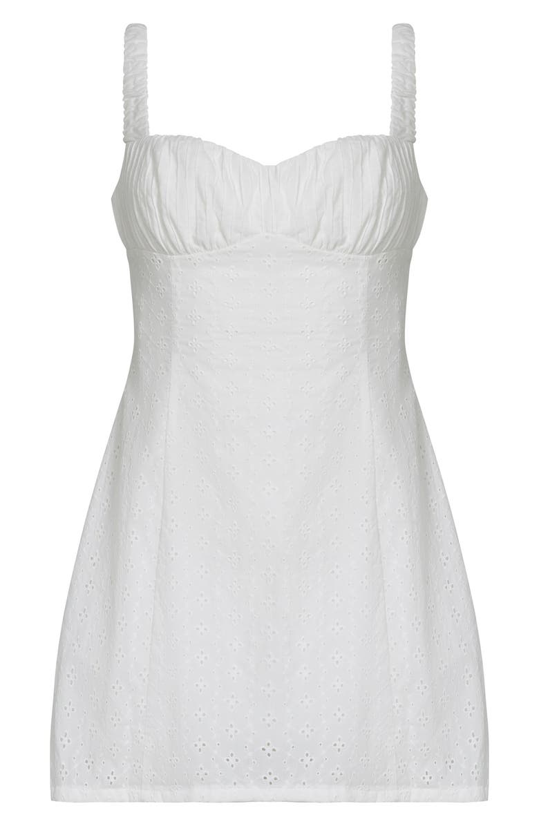 LIONESS Olsen Eyelet Embroidery Minidress, Alternate, color, Porcelain Anglaise