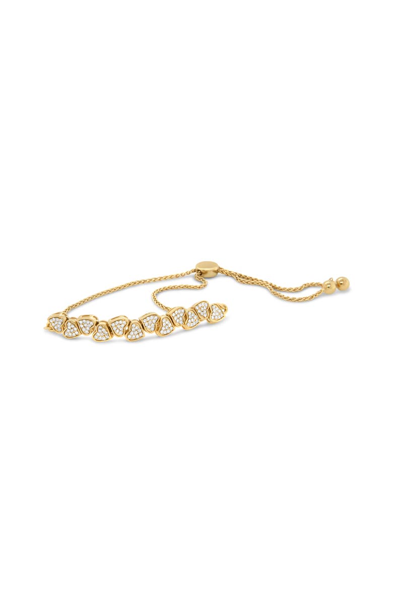 Haus of Brilliance Yellow Gold Plated Silver 1/2 Cttw Diamond Sideways Hearts Bolo Bracelet, Alternate, color, Yellow