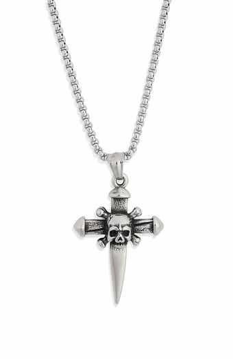Ed Hardy Men's Skull & Crossbones Pendant Necklace