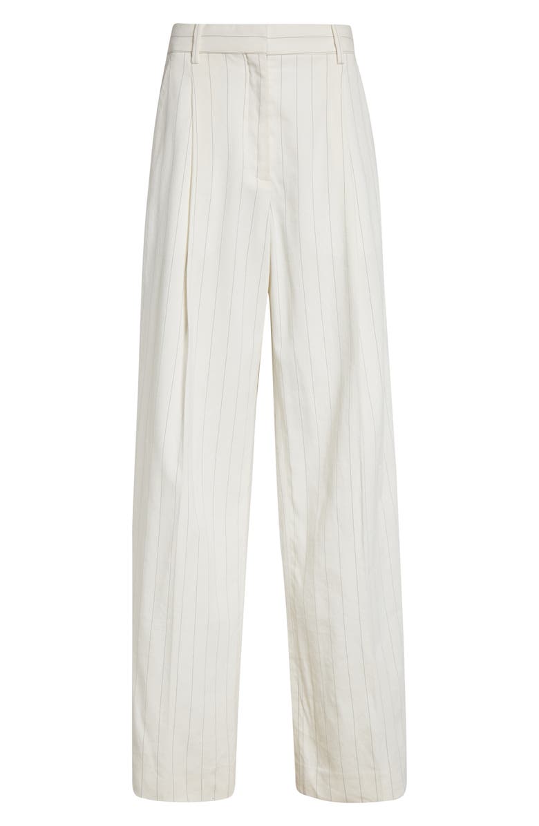 A.L.C. Winston Linen Blend Pinstripe Pants, Alternate, color, Pearl/ Brown