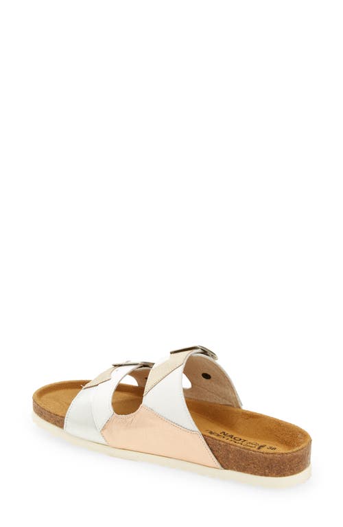 Naot San Diego Slide Sandal In White/gold/silver