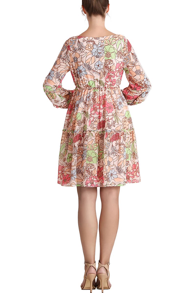 Kimi & Kai Aiko Long Sleeve Maternity Babydoll Dress, Alternate, color, Multicolored