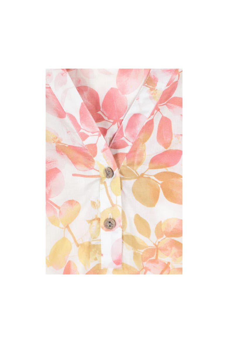 Petra Leaf Print 3/4 Sleeve Blouse, Alternate, color, Coral