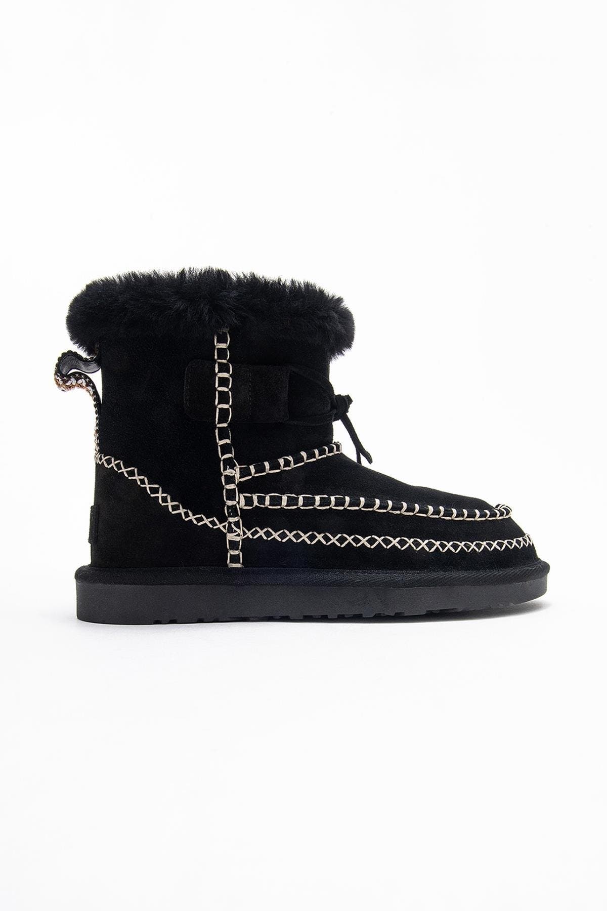 Forever & Always Shoes Jorel Leather Fur Lined Ankle Boot, Alternate, color, Black Suede Leather