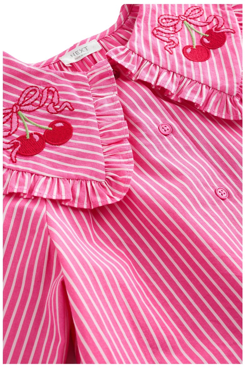 Kids' Cherry Ruffle Collar Cotton Top, Alternate, color, PINK