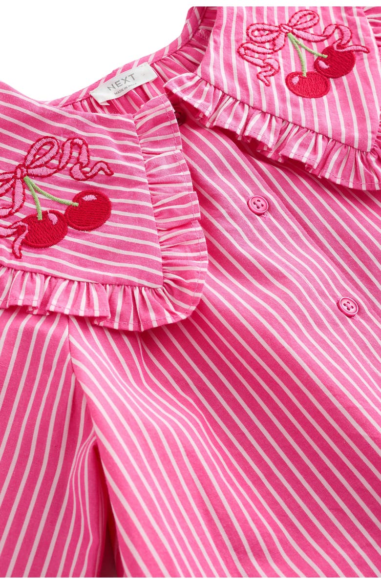 NEXT Kids' Cherry Ruffle Collar Cotton Top, Alternate, color, Pink