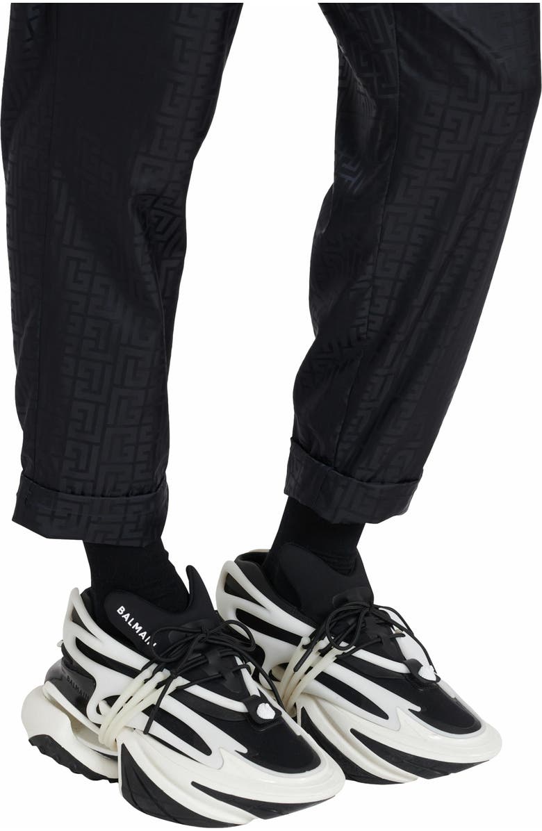 Balmain Unicorn Low-Top Sneakers In Neoprene And Leather, Alternate, color, Black