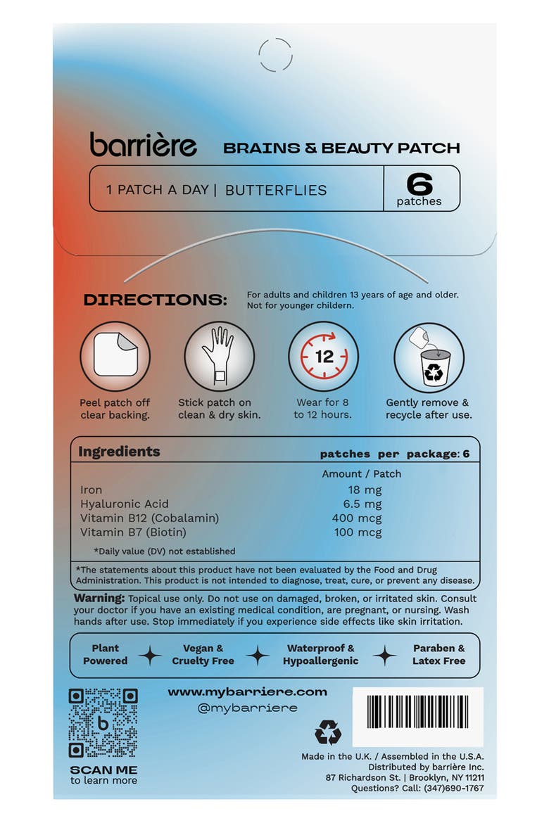 Brains & Beauty 6-Pack Vitamin Patches, Alternate, color, MULTI