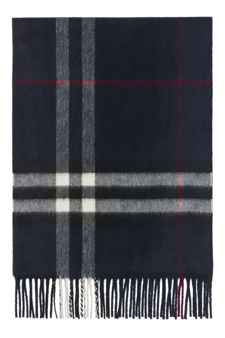 Giant Check Cashmere Scarf, Alternate, color, INK