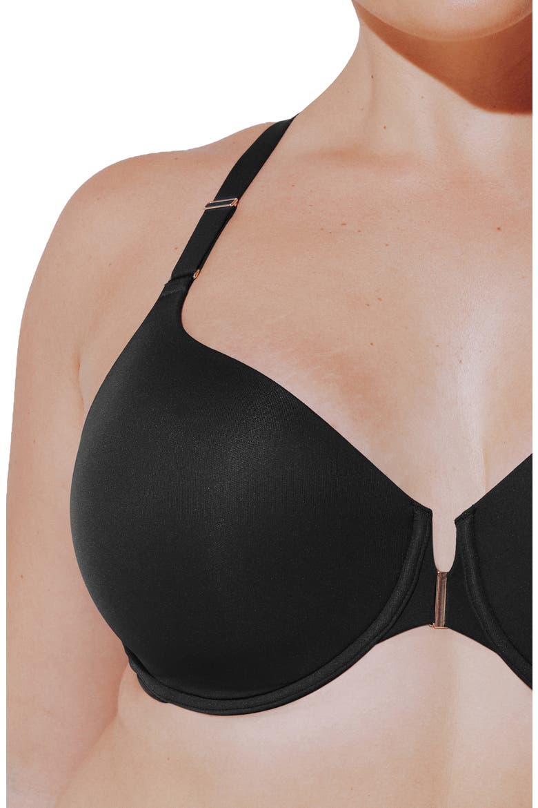 ComfortStretch Underwire Front Close Racerback Bra, Alternate, color, BLACK