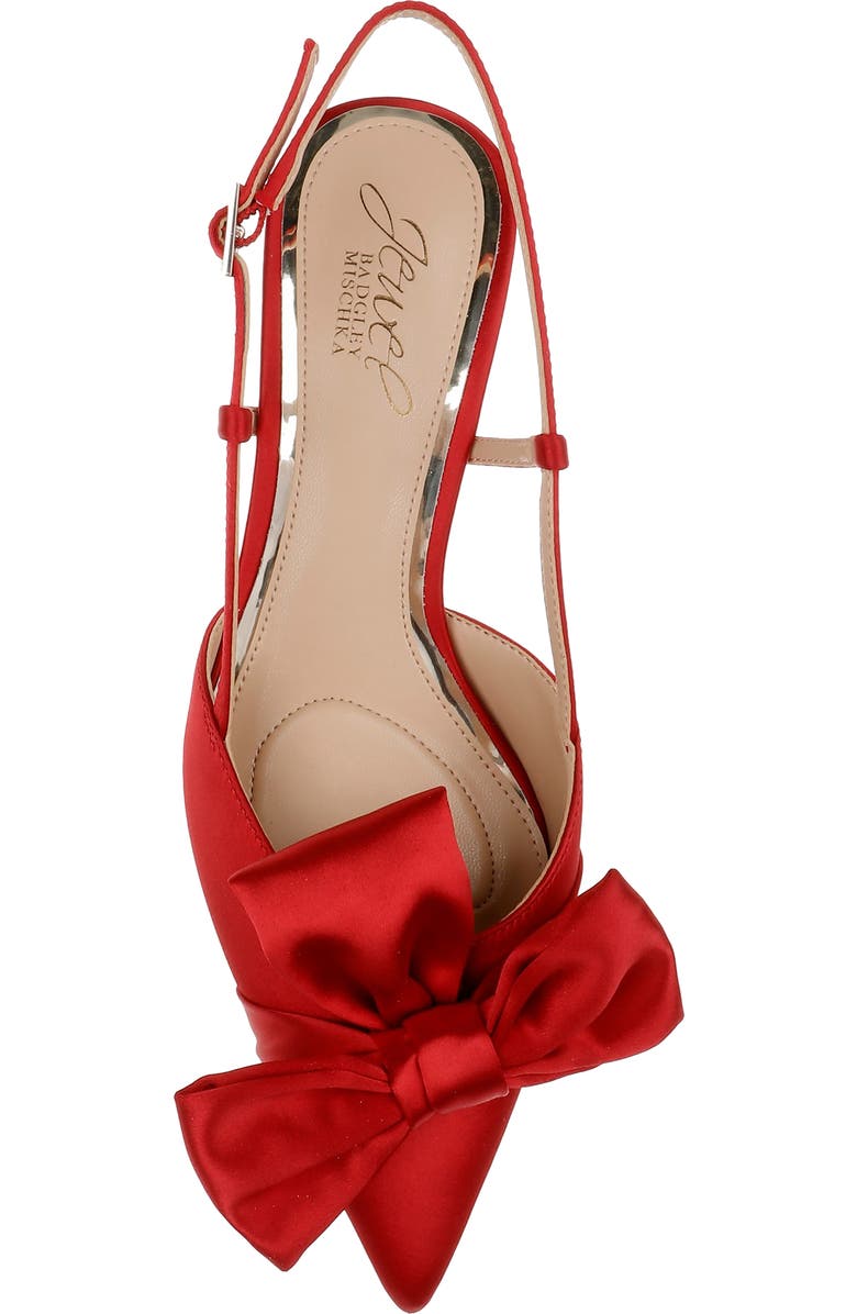 Jewel Badgley Mischka Shoshana Pointed Toe Slingback Pump, Alternate, color, Red Satin
