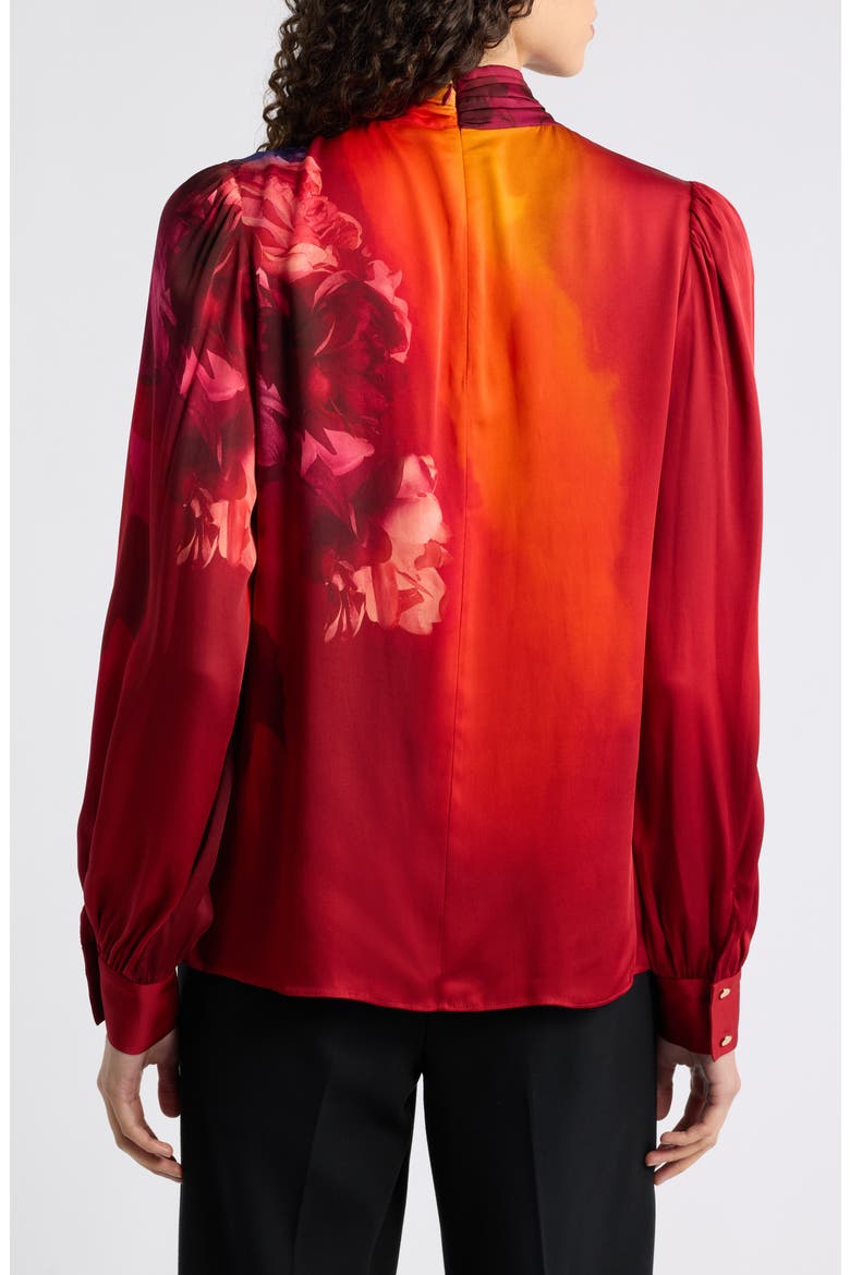 Lola Twisted Neck Silk Blend Top, Alternate, color, BURNING LOVE PRINT