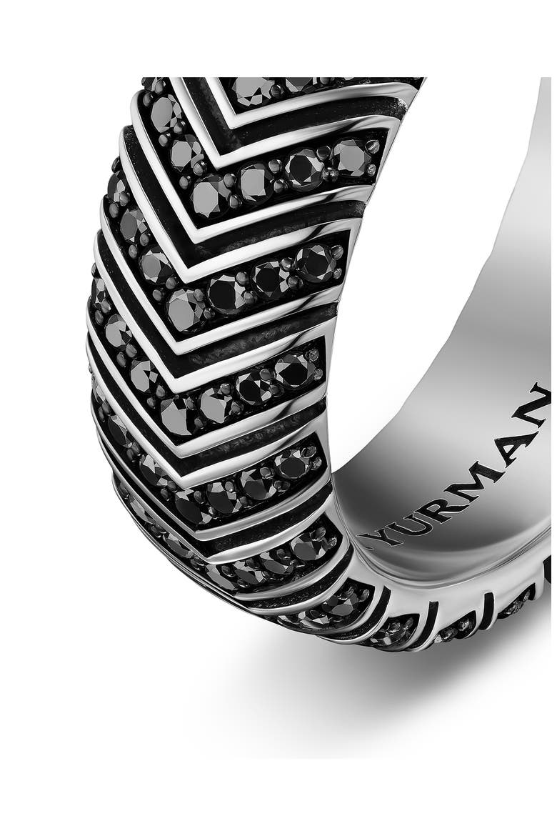 Men's Chevron Band Ring in Sterling Silver with Black Diamonds, 8mm, Alternate, color, SILVER PAVE