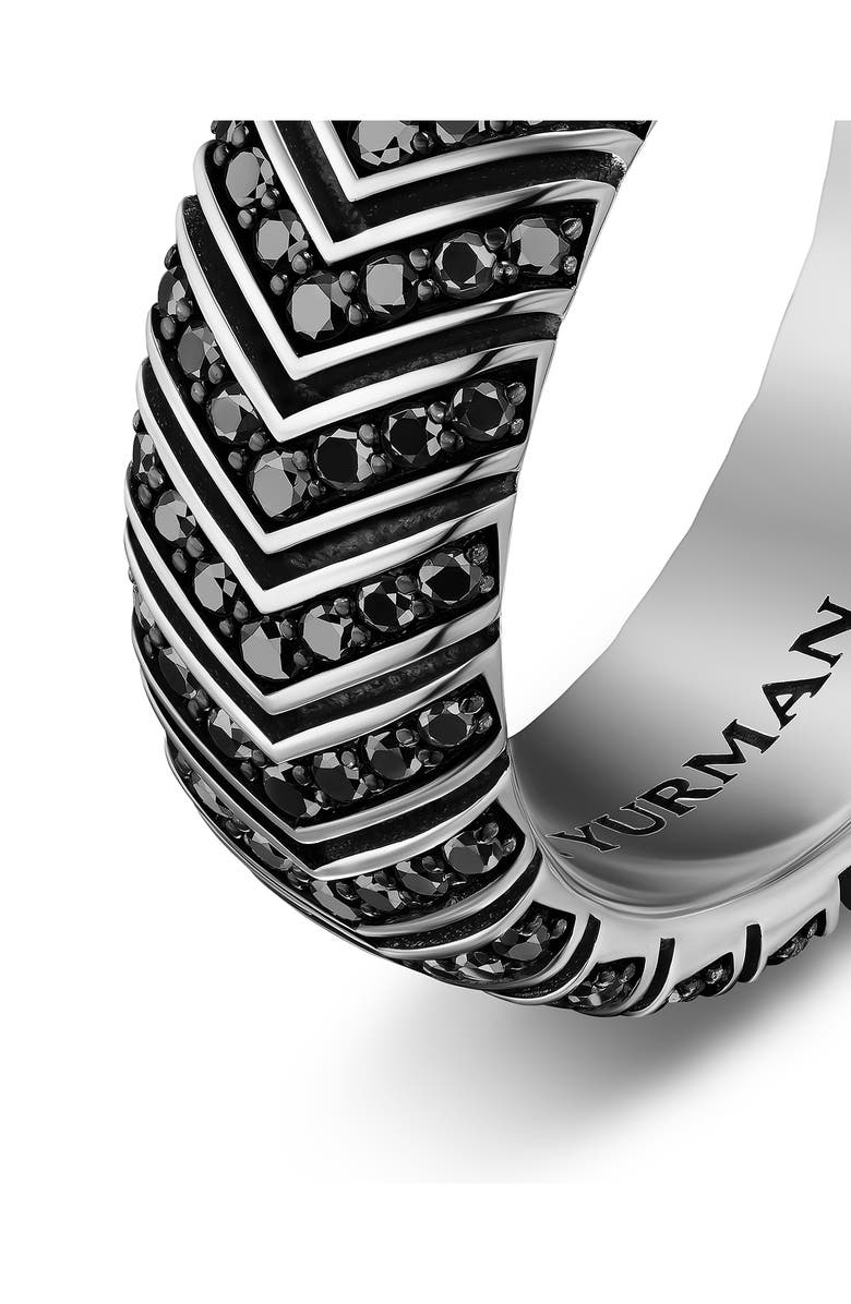David Yurman Men's Chevron Band Ring in Sterling Silver with Black Diamonds, 8mm, Alternate, color, Silver Pave