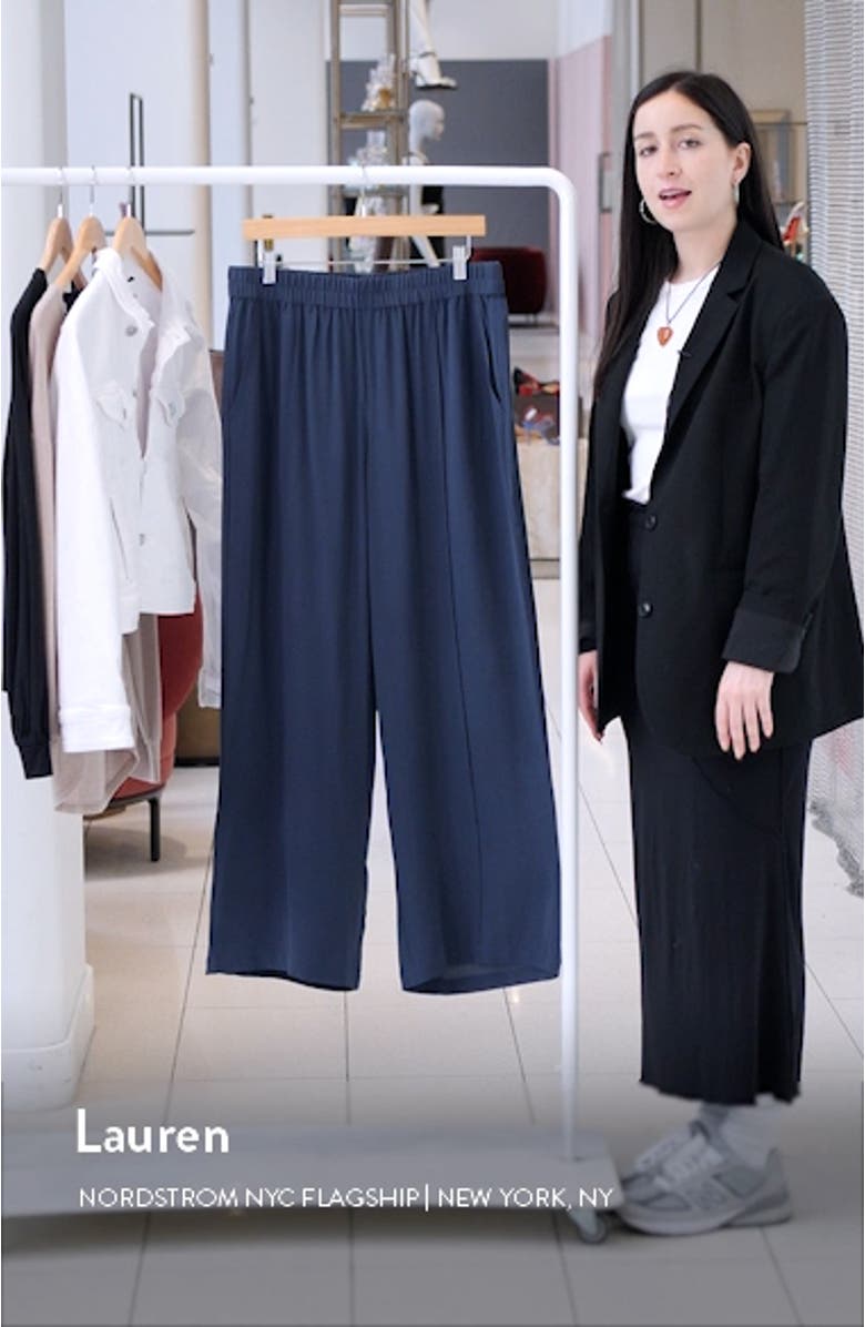 Wide Leg Silk Georgette Crepe Pants, sales video thumbnail
