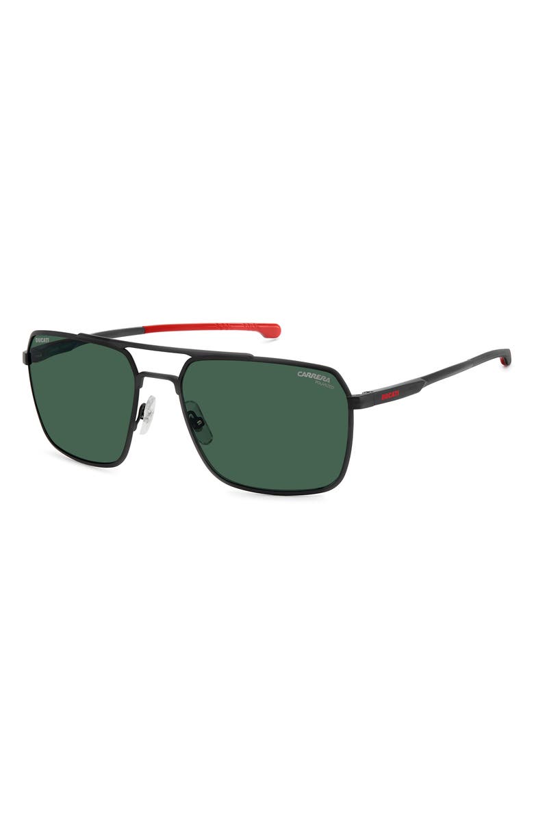 Carrera Eyewear x Ducati 59mm Carduc Rectangle Sunglasses, Alternate, color, Matte Black/ Green