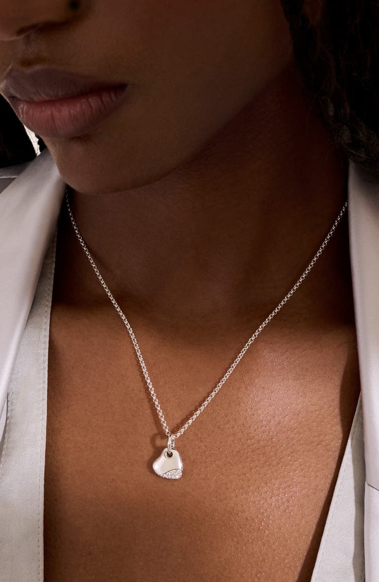 John Hardy Pebble Heart Pavé Diamond Short Pendant Necklace, Alternate, color, 