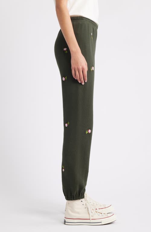 The Great . The Stadium Embroidered Cotton Sweatpants In Green