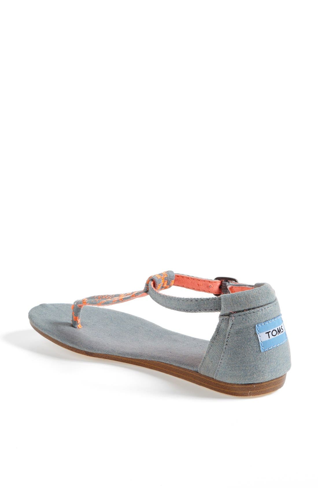'Playa' T-Strap Flat Sandal, Alternate, color, NEON DENIM