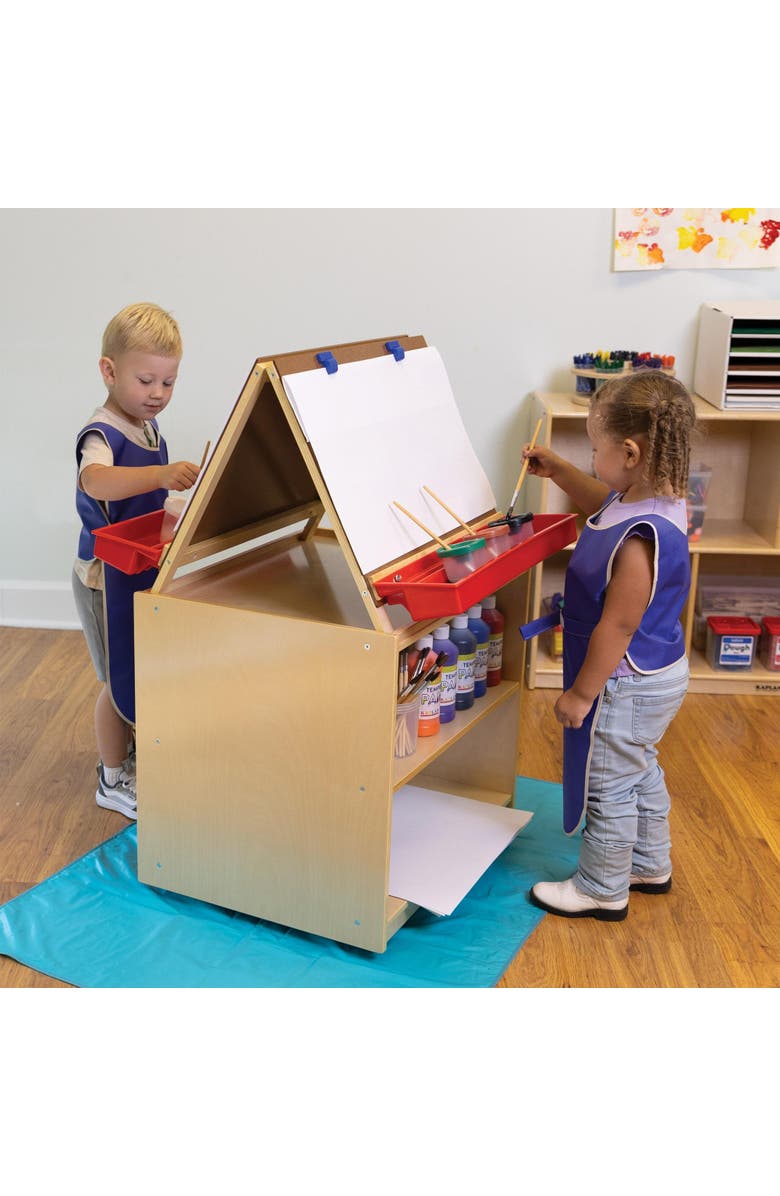 Kaplan Early Learning Company Preschool Sleeveless Art Aprons - Set of 4, Alternate, color, Blue