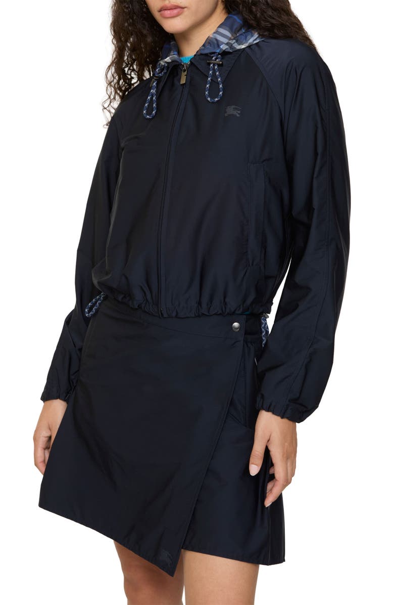 Burberry Newcott Hooded Crop Jacket, Main, color, Silhouette Blue