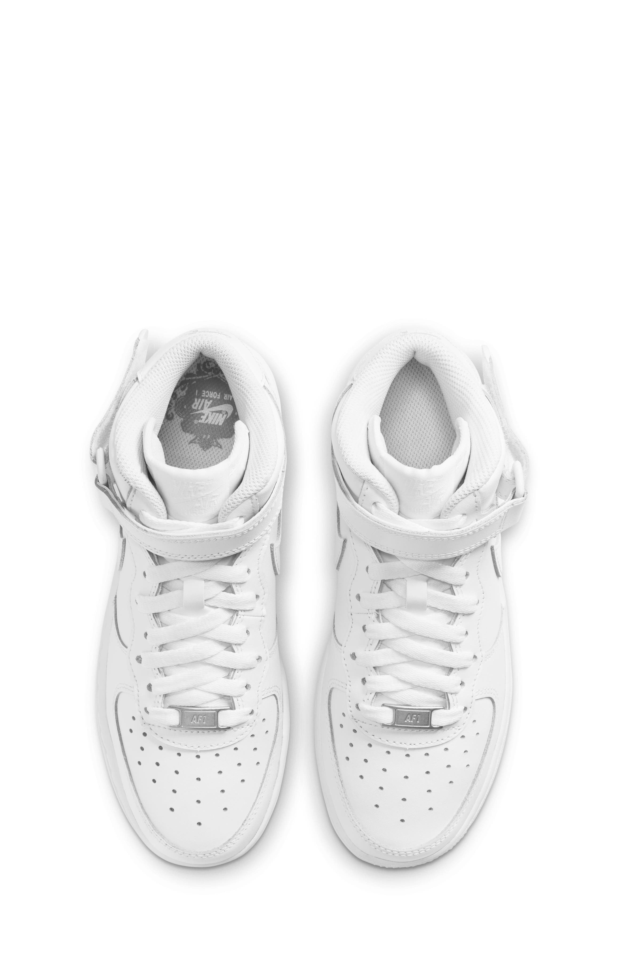 Nike Kids' Air Force 1 Mid Sneaker, Alternate, color, White/ White