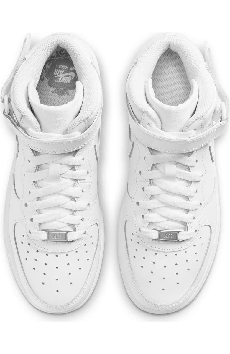 Nike Kids' Air Force 1 Mid Sneaker, Alternate, color, White/ White