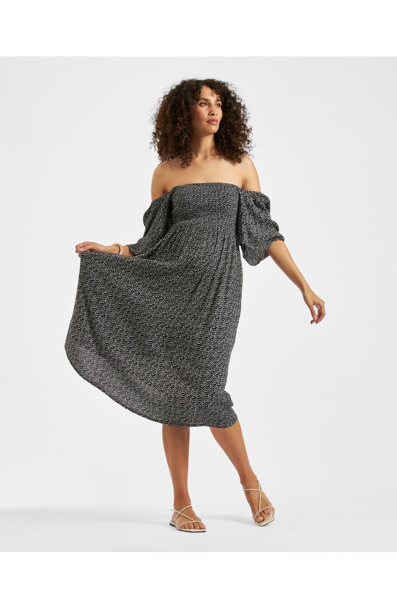 Ripe Maternity Emmy Shirred Dress, Alternate, color, Black / Natural