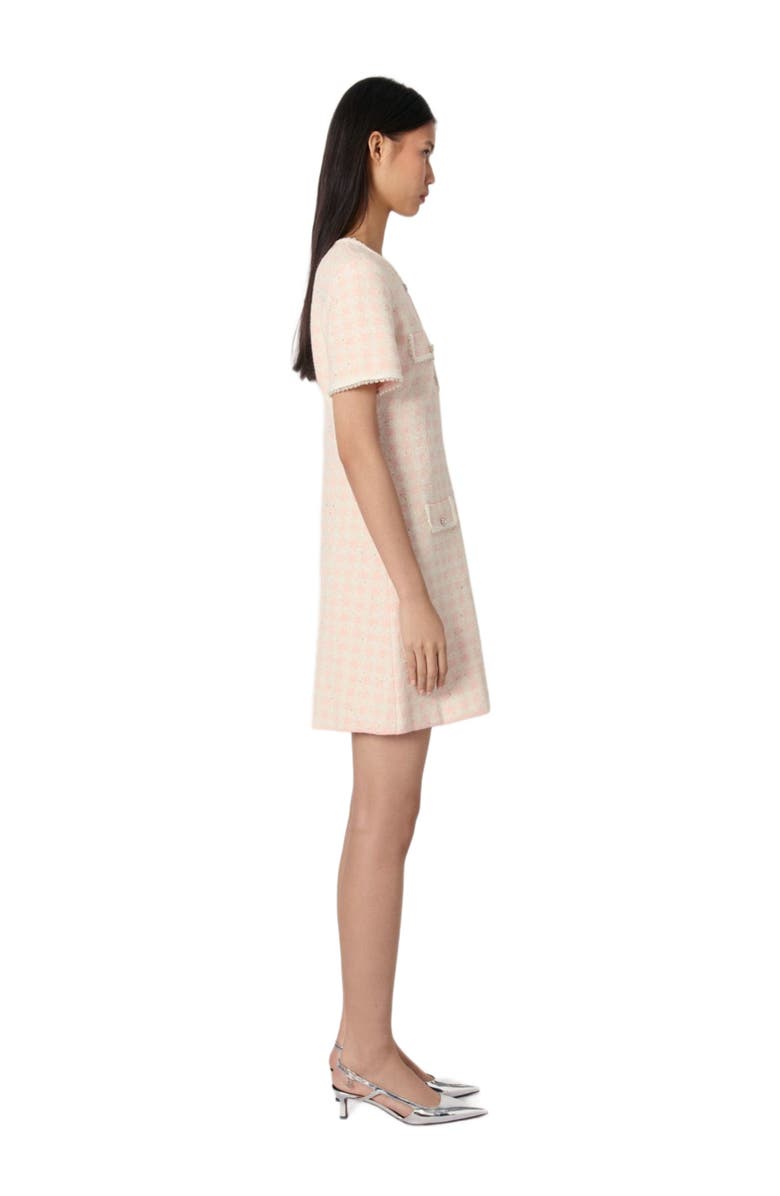 maje Tweed-effect knit mini dress, Alternate, color, 