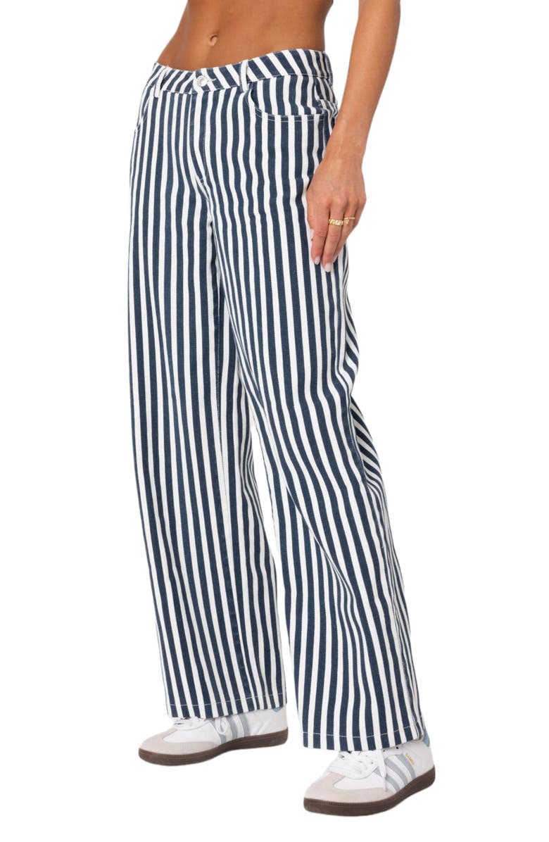 EDIKTED Stripe Low Rise Wide Leg Jeans, Alternate, color, 