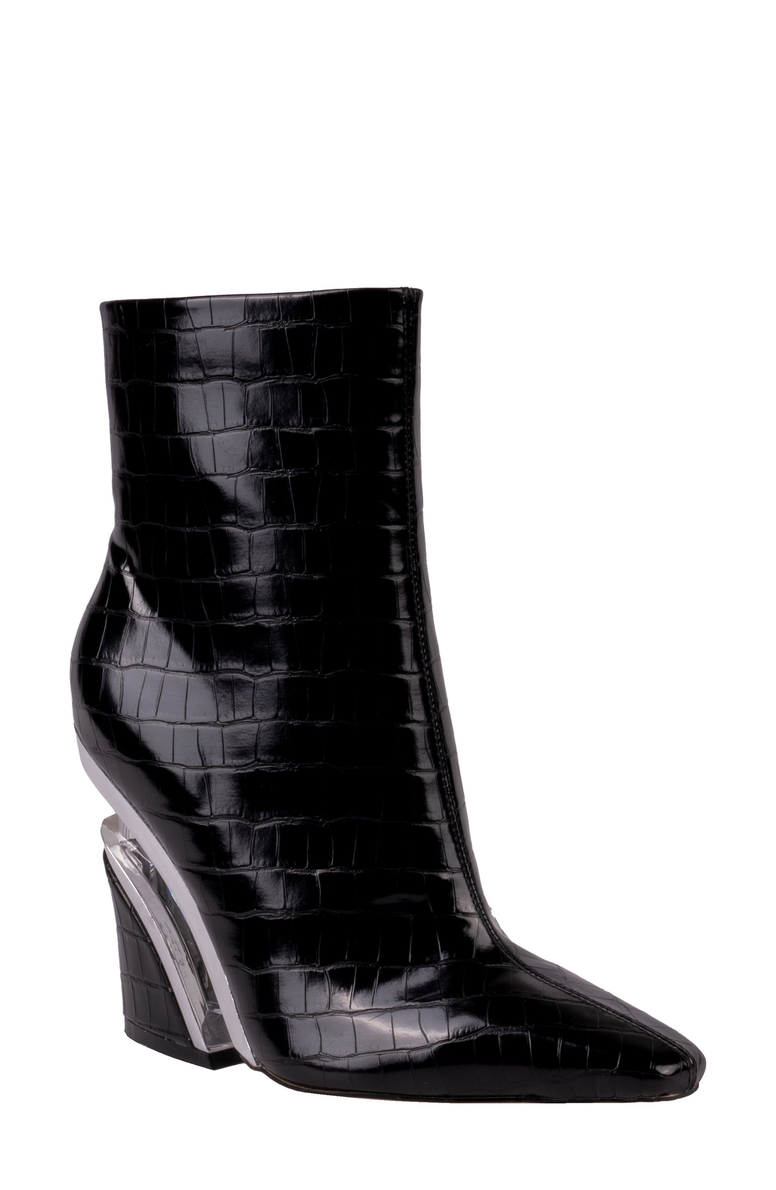 NINETY UNION Via Croc Embossed Block Heel Bootie