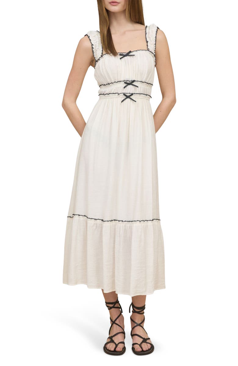 Blu Pepper Contrast Bow Midi Dress, Main, color, Ivory