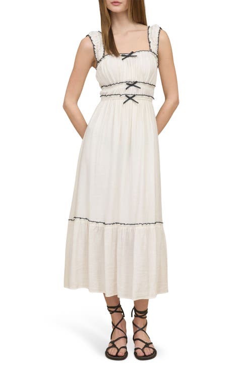 Contrast Bow Midi Dress