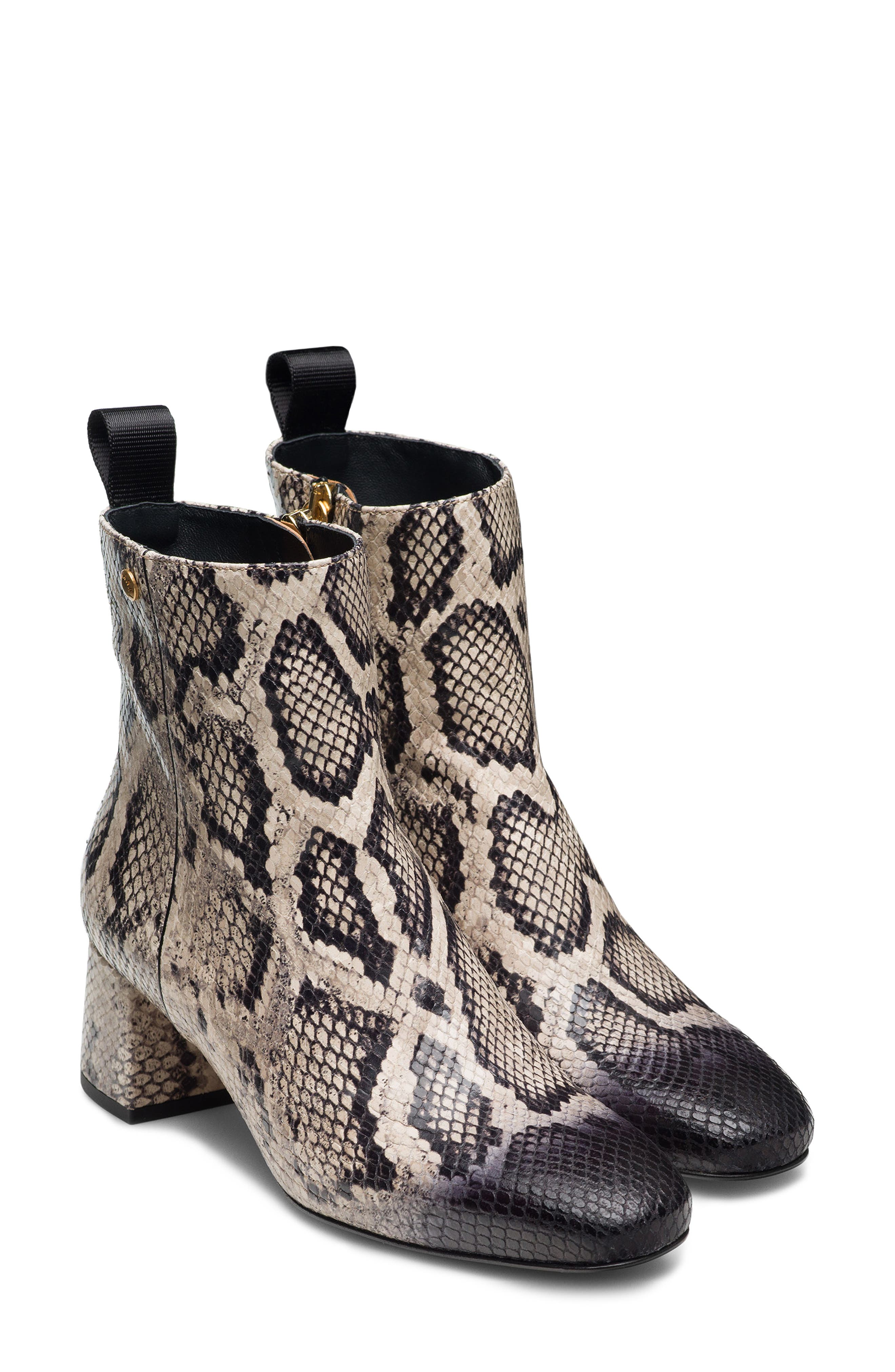 Magnanni Arlyne Snakeskin Embossed Bootie, Main, color, Beige Faux Python
