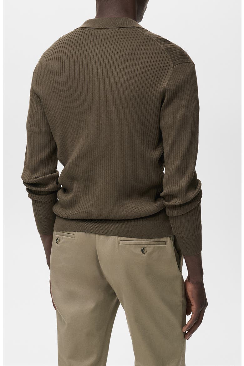 Ribbed Full Button Cardigan, Alternate, color, KHAKI GREEN