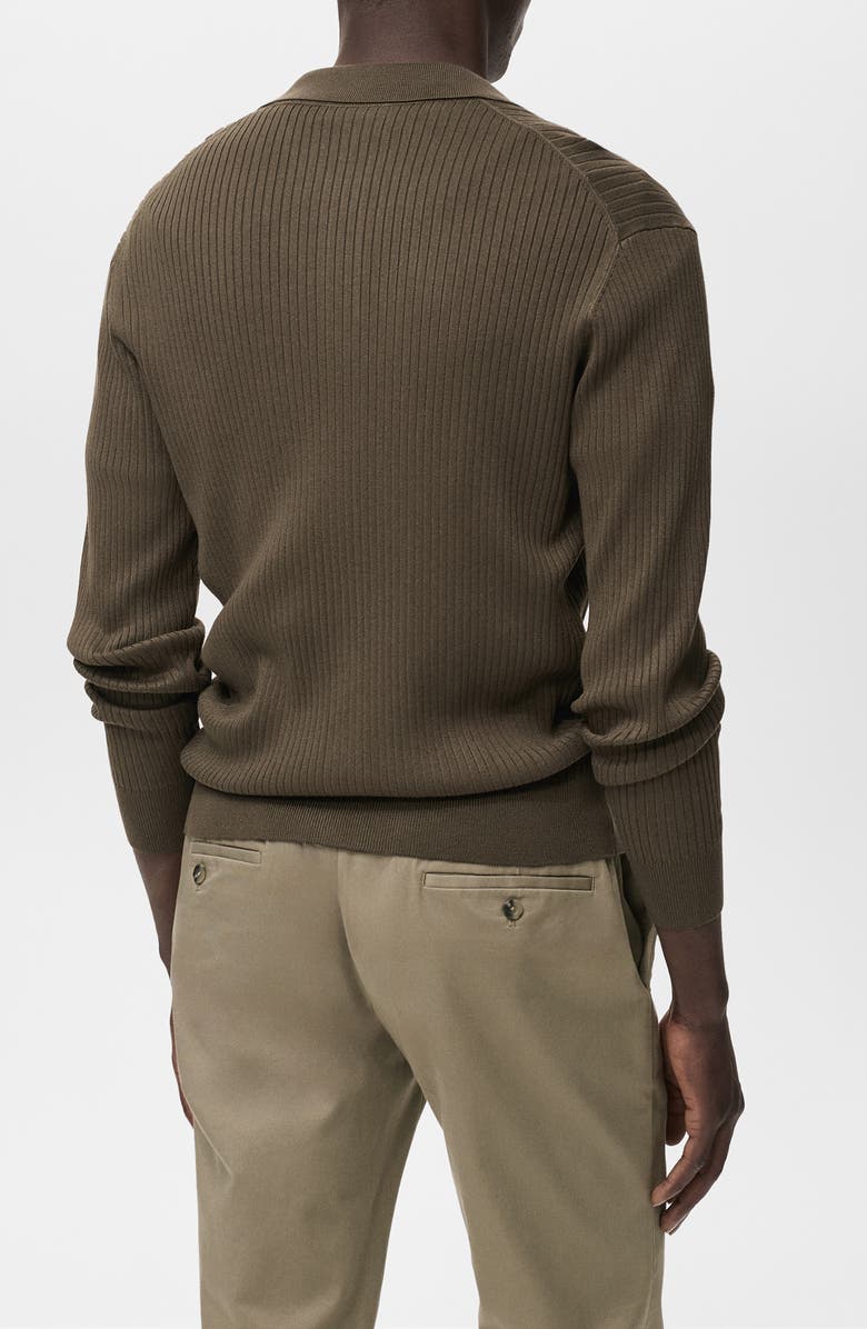 MANGO Ribbed Full Button Cardigan, Alternate, color, Khaki Green