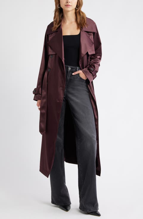 Belted Satin Trench Jacket