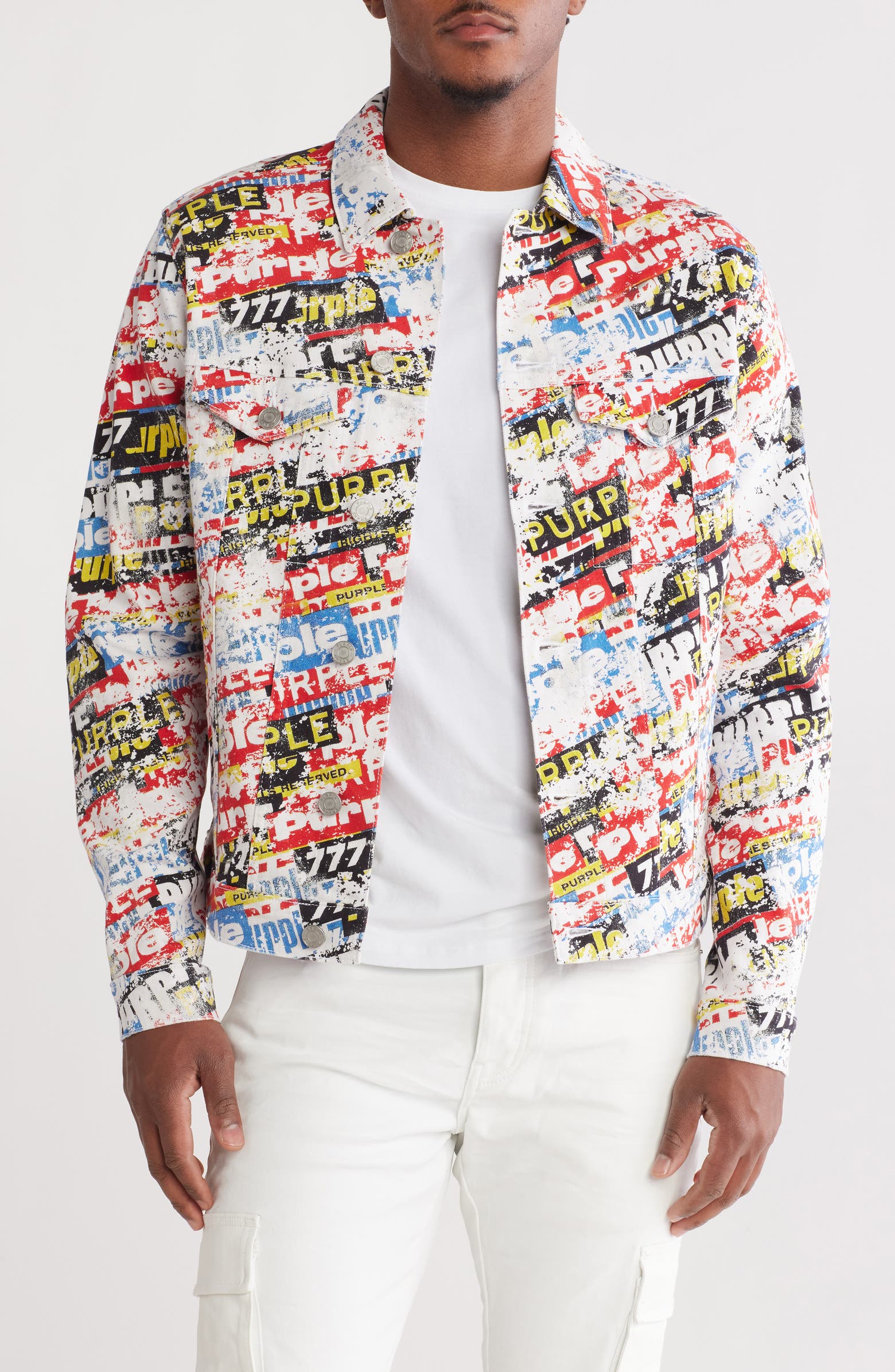 PURPLE BRAND Stickers Trucker Jacket | Nordstromrack