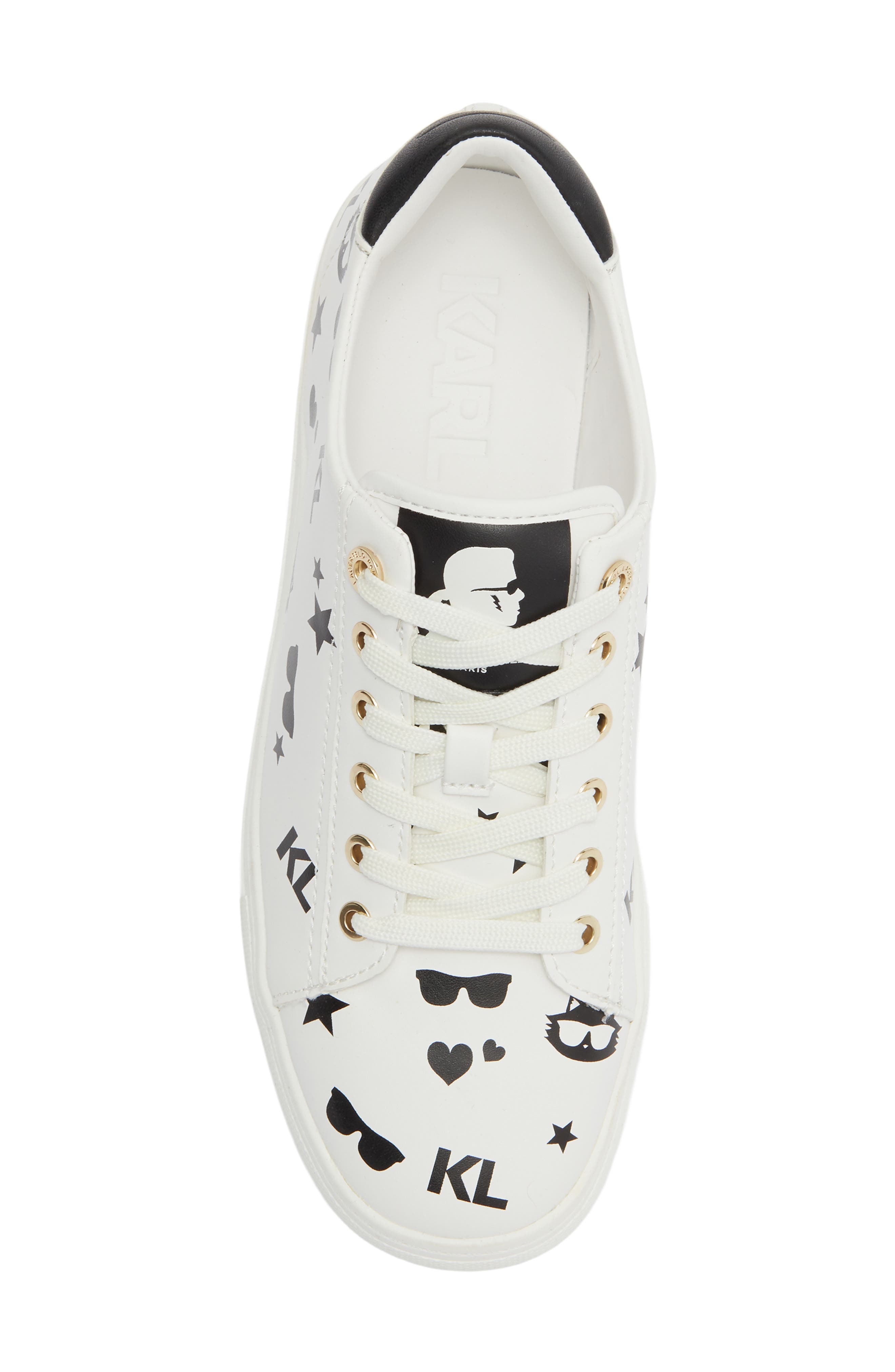 KARL LAGERFELD PARIS Cate Choupette Platform Sneaker, Alternate, color, Bright White/ Black