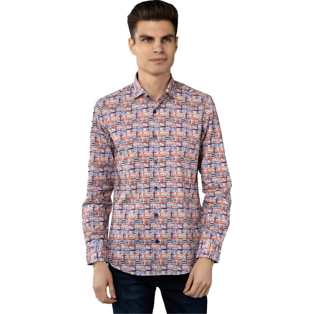 Luchiano Visconti Leo Multicolor Crisscross Boxes Shirt In Multi