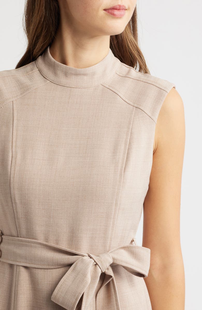 Tahari Seamed Tie Waist A-Line Dress, Alternate, color, 