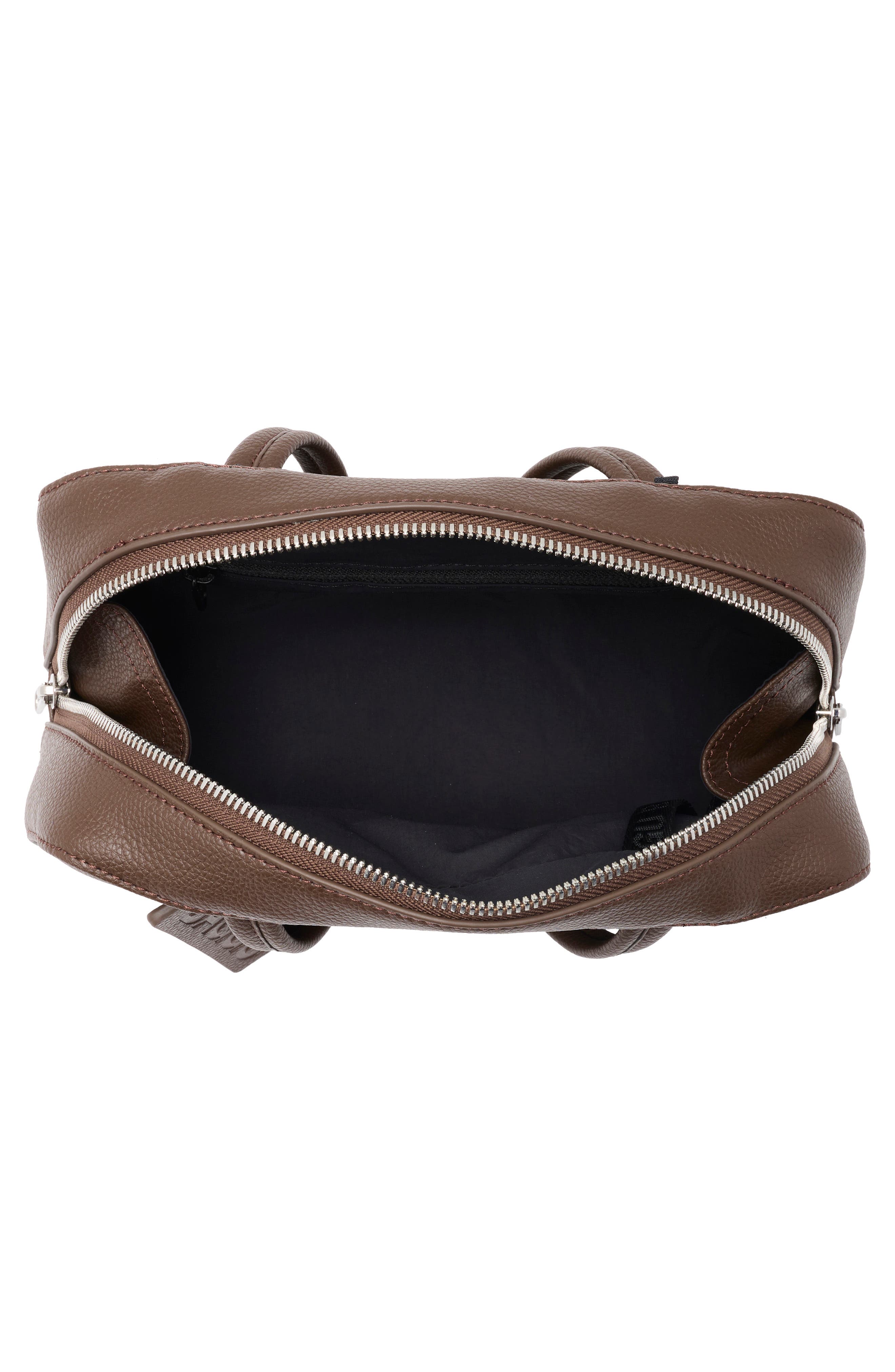 Small Recycled Leather Bowler Shoulder Bag, Alternate, color, BROWN