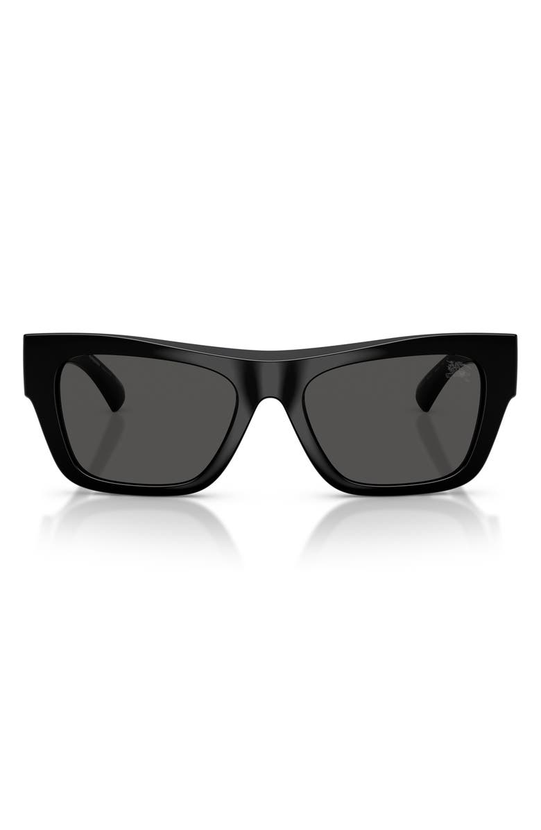 Burberry 53mm Rectangle Sunglasses, Main, color, Black / Dark Grey