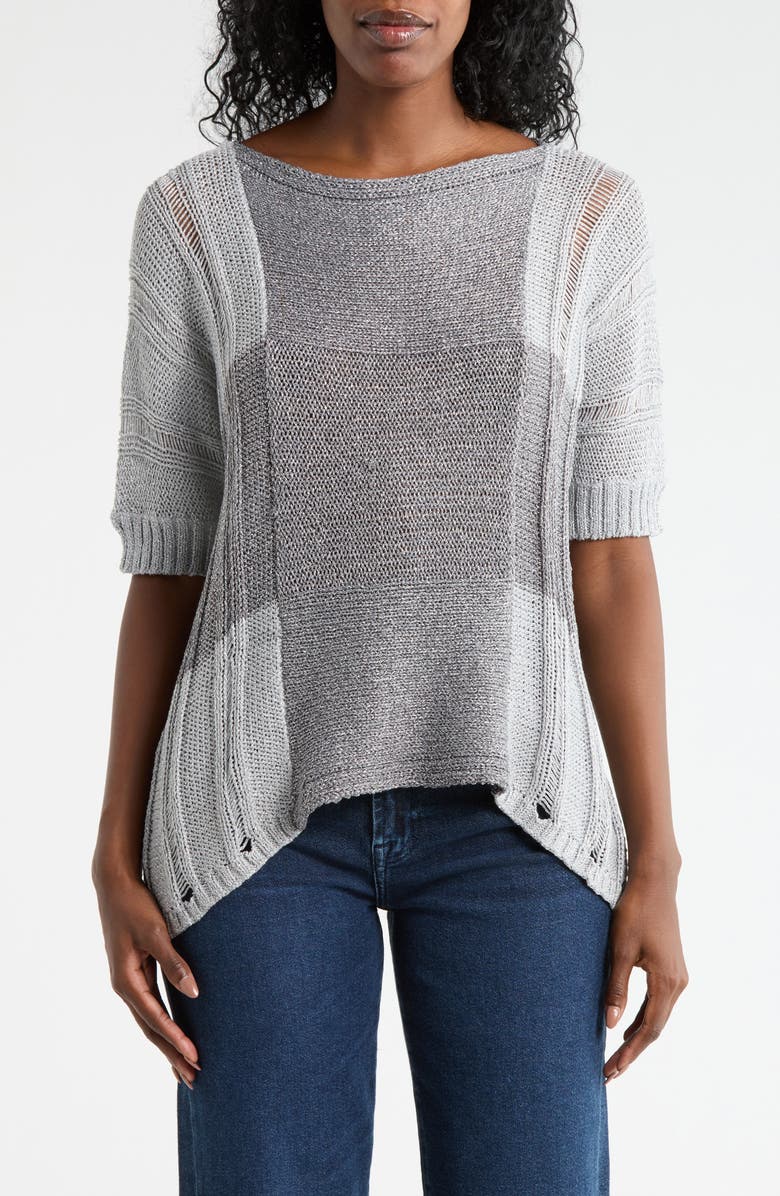 Forgotten Grace Open Knit Top, Main, color, Silver