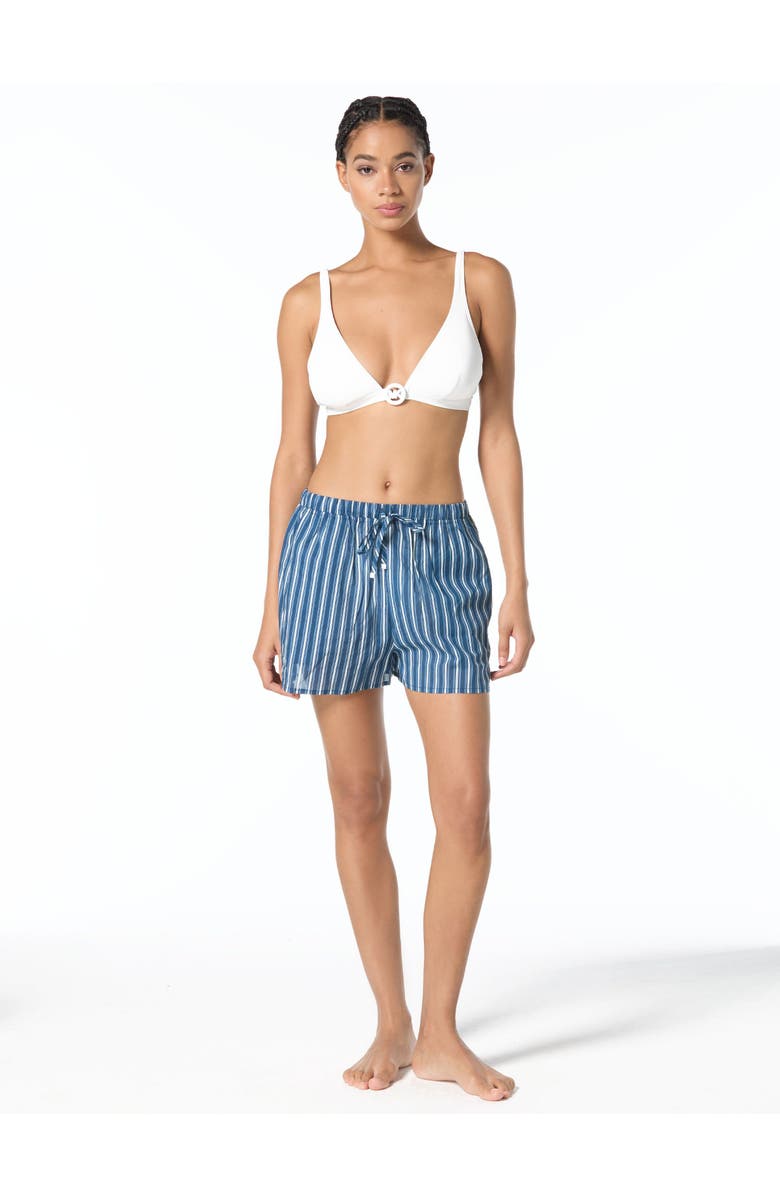 MICHAEL Michael Kors Marina Stripe Coverup Shorts, Main, color, River Blue